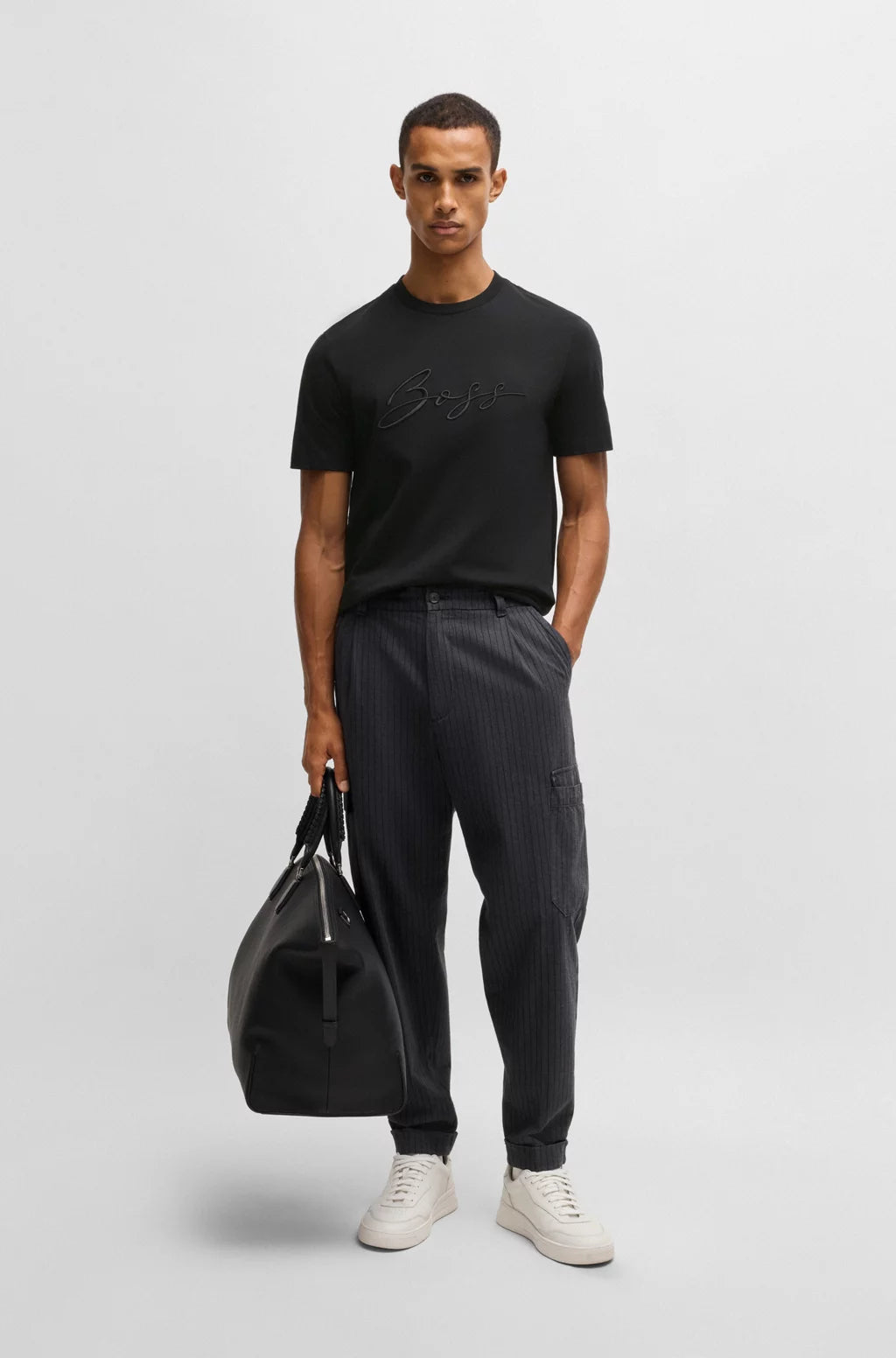 BOSS COTTON-JERSEY REGULAR-FIT T-SHIRT WITH SCRIPT LOGO