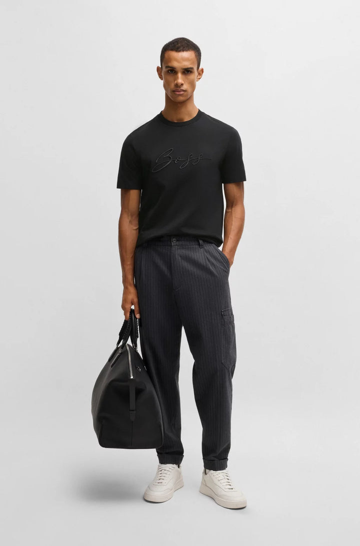 BOSS COTTON-JERSEY REGULAR-FIT T-SHIRT WITH SCRIPT LOGO