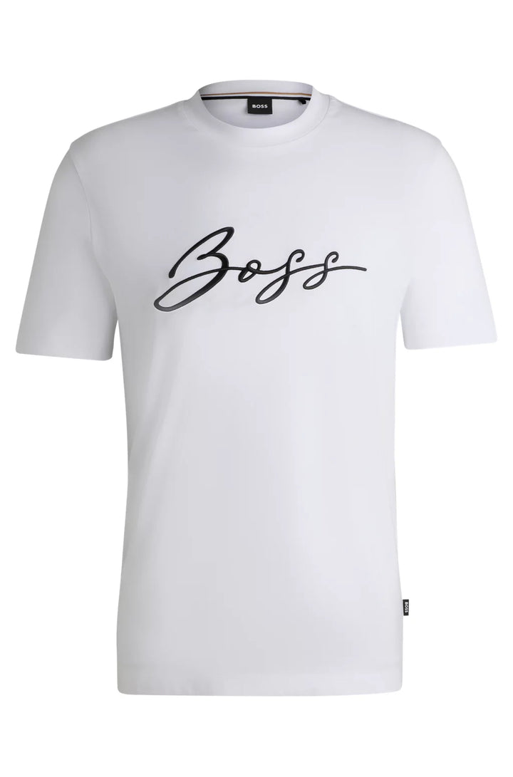 BOSS COTTON-JERSEY REGULAR-FIT T-SHIRT WITH SCRIPT LOGO