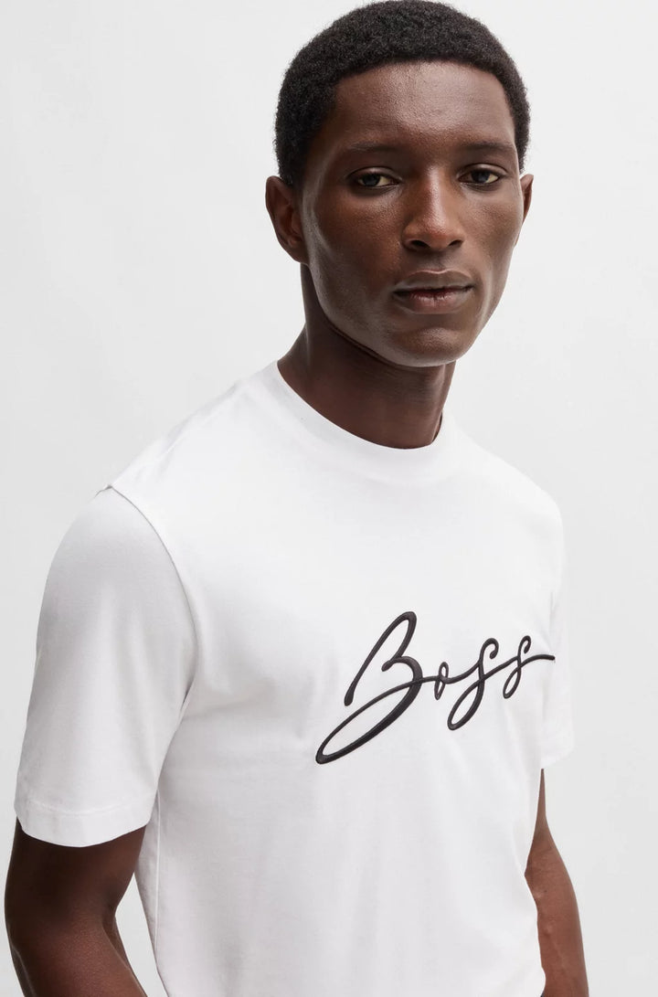 BOSS COTTON-JERSEY REGULAR-FIT T-SHIRT WITH SCRIPT LOGO