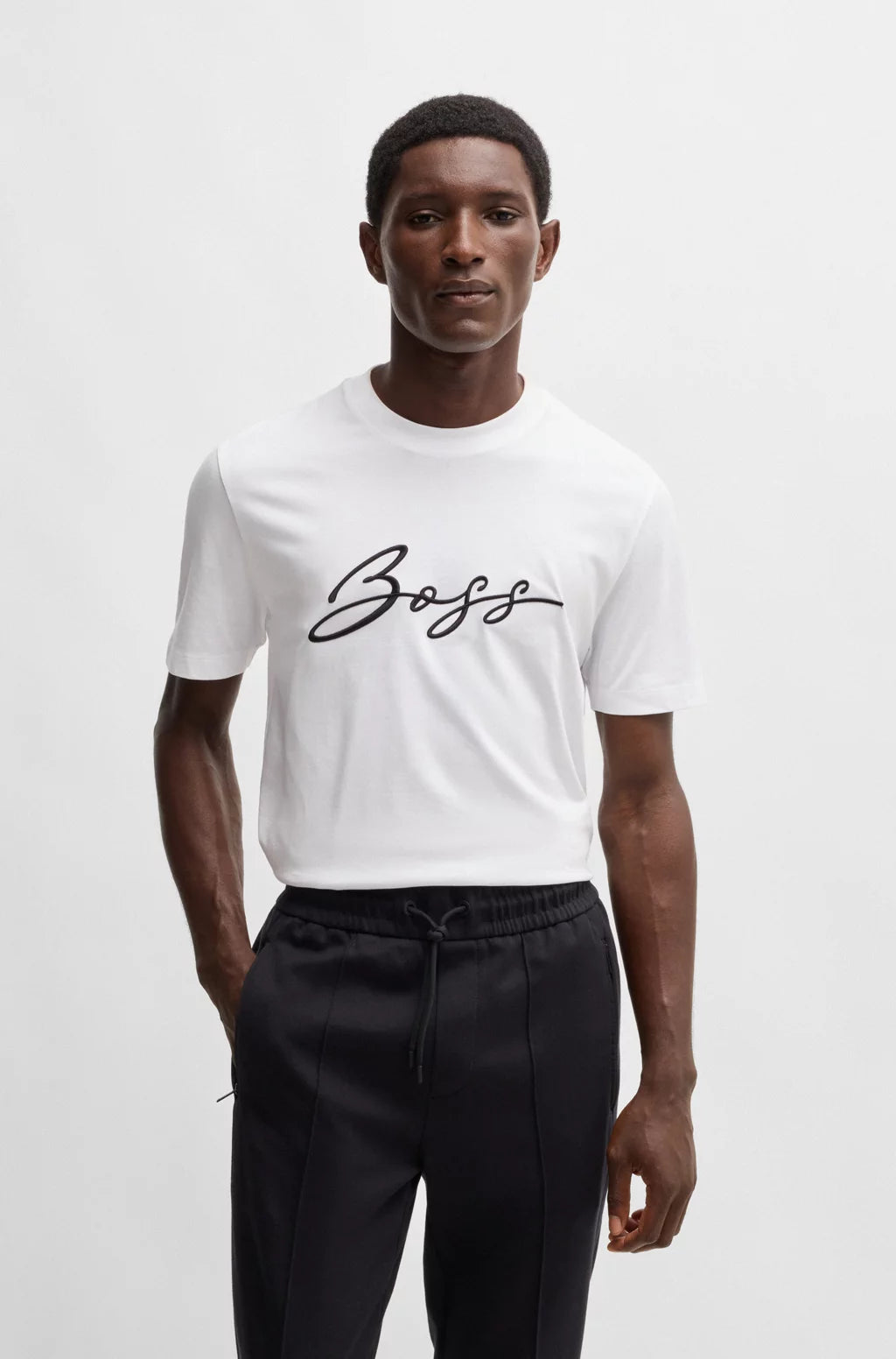 BOSS COTTON-JERSEY REGULAR-FIT T-SHIRT WITH SCRIPT LOGO