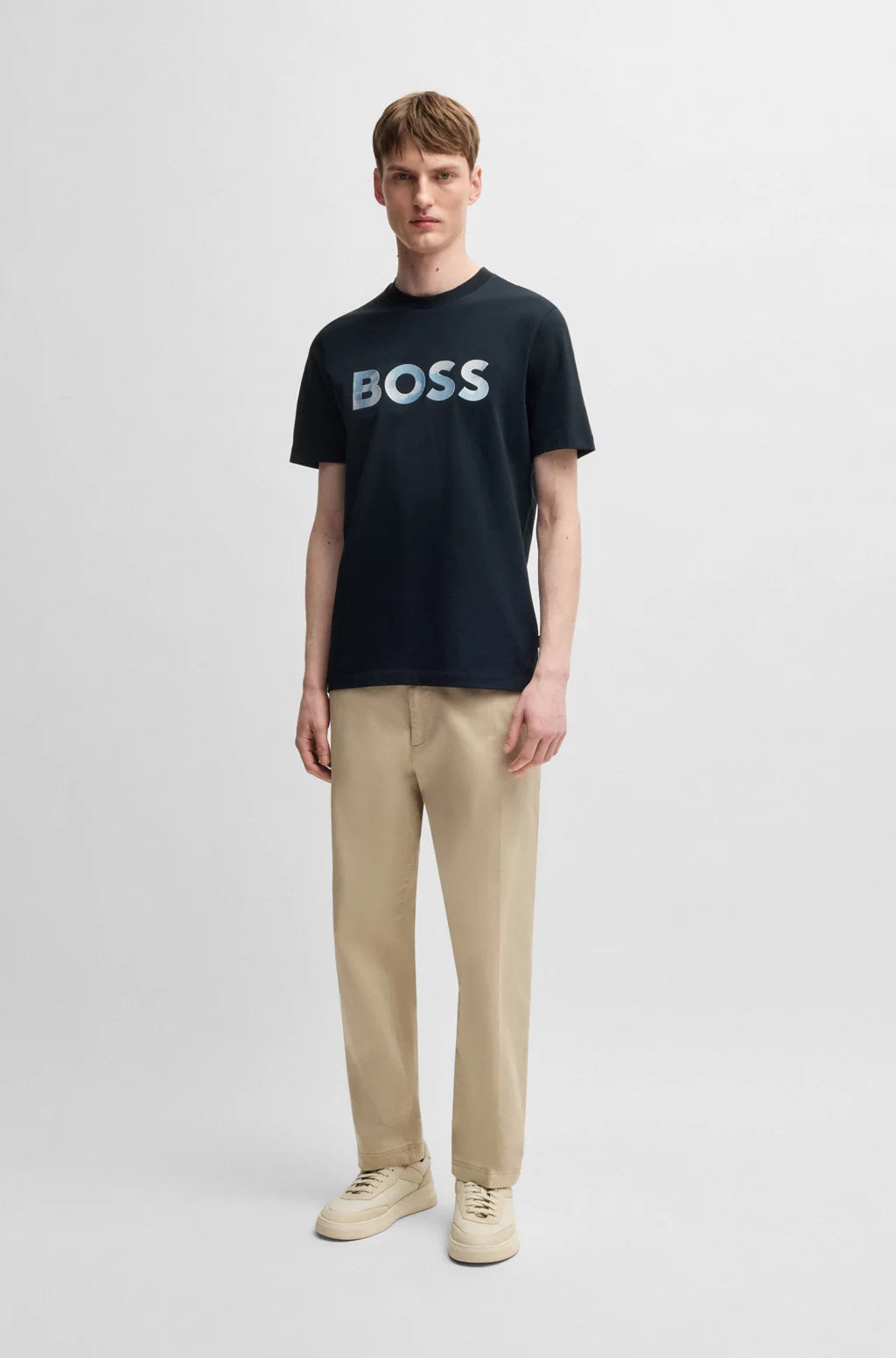 BOSS COTTON-JERSEY REGULAR-FIT T-SHIRT WITH SCRIPT LOGO