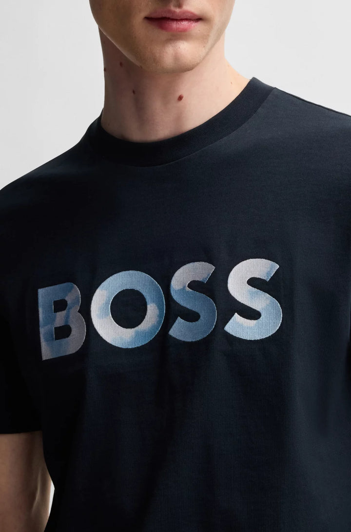 BOSS COTTON-JERSEY REGULAR-FIT T-SHIRT WITH SCRIPT LOGO