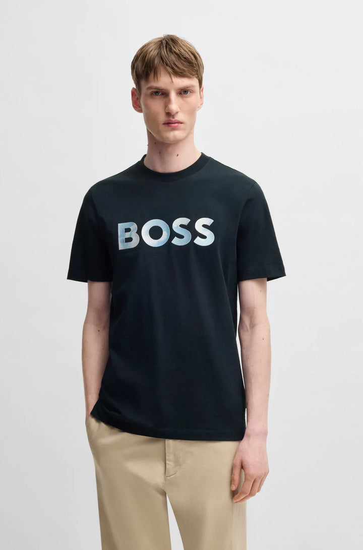 BOSS COTTON-JERSEY REGULAR-FIT T-SHIRT WITH SCRIPT LOGO