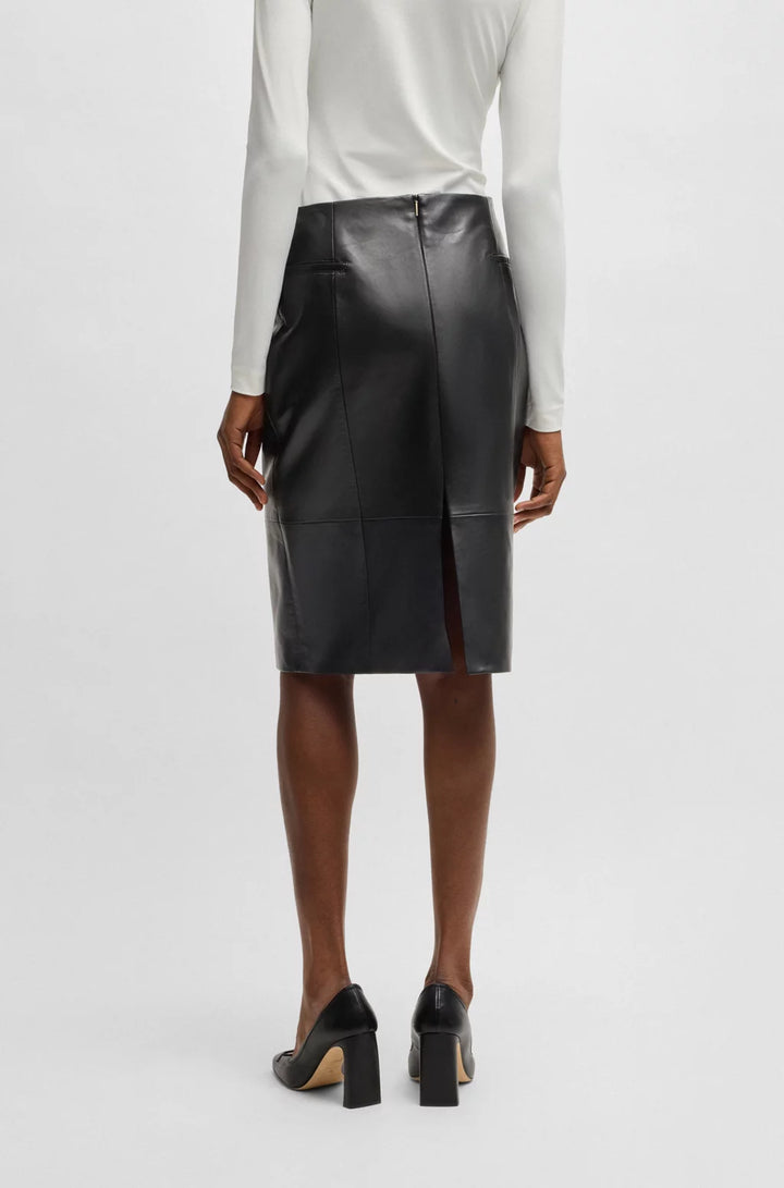 BOSS PENCIL SKIRT IN LUSTROUS LEATHER