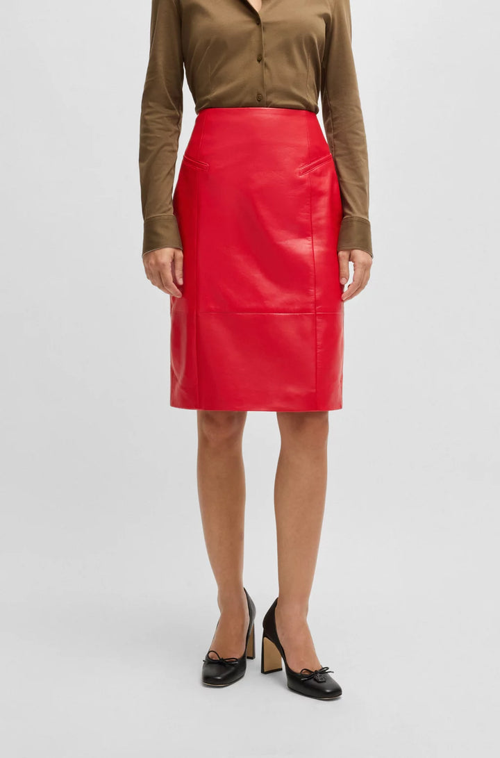 BOSS PENCIL SKIRT IN LUSTROUS LEATHER