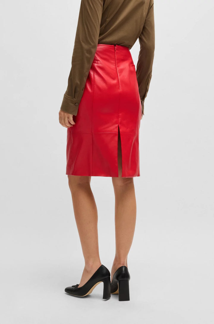 BOSS PENCIL SKIRT IN LUSTROUS LEATHER