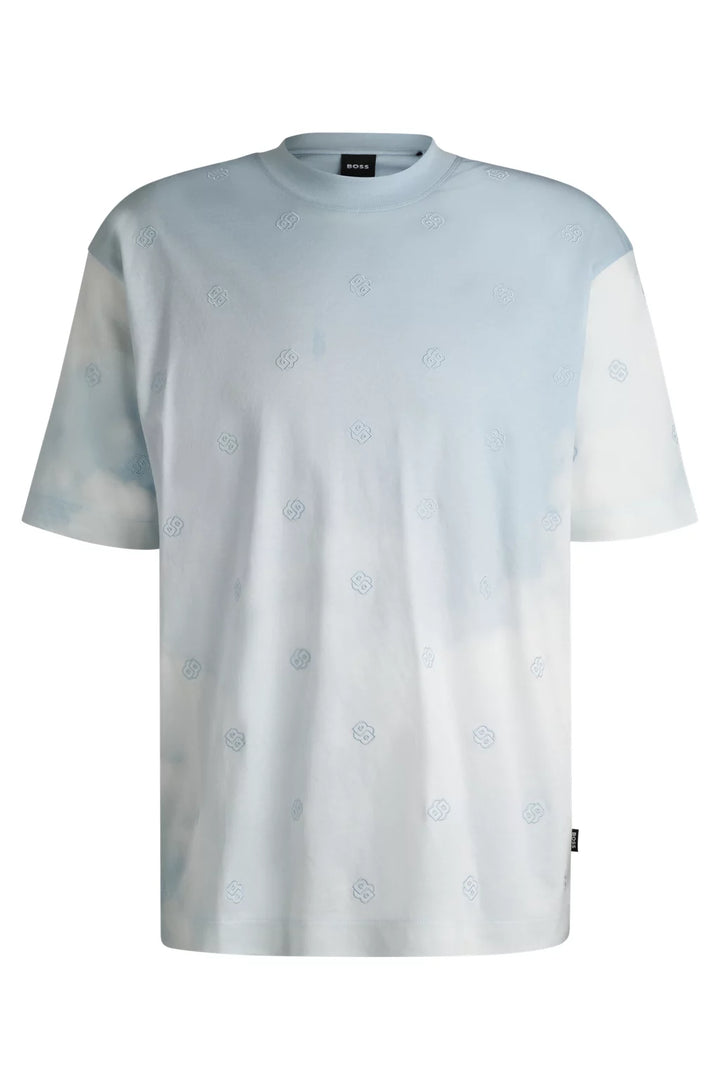 BOSS CLOUD-ARTWORK T-SHIRT WITH DOUBLE B MONOGRAMS