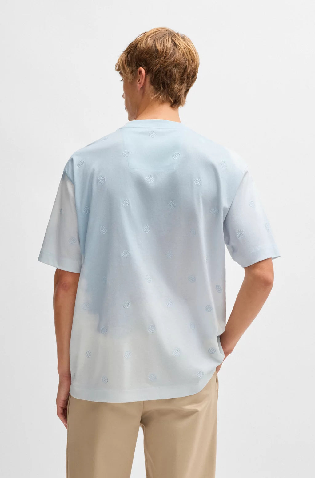 BOSS CLOUD-ARTWORK T-SHIRT WITH DOUBLE B MONOGRAMS