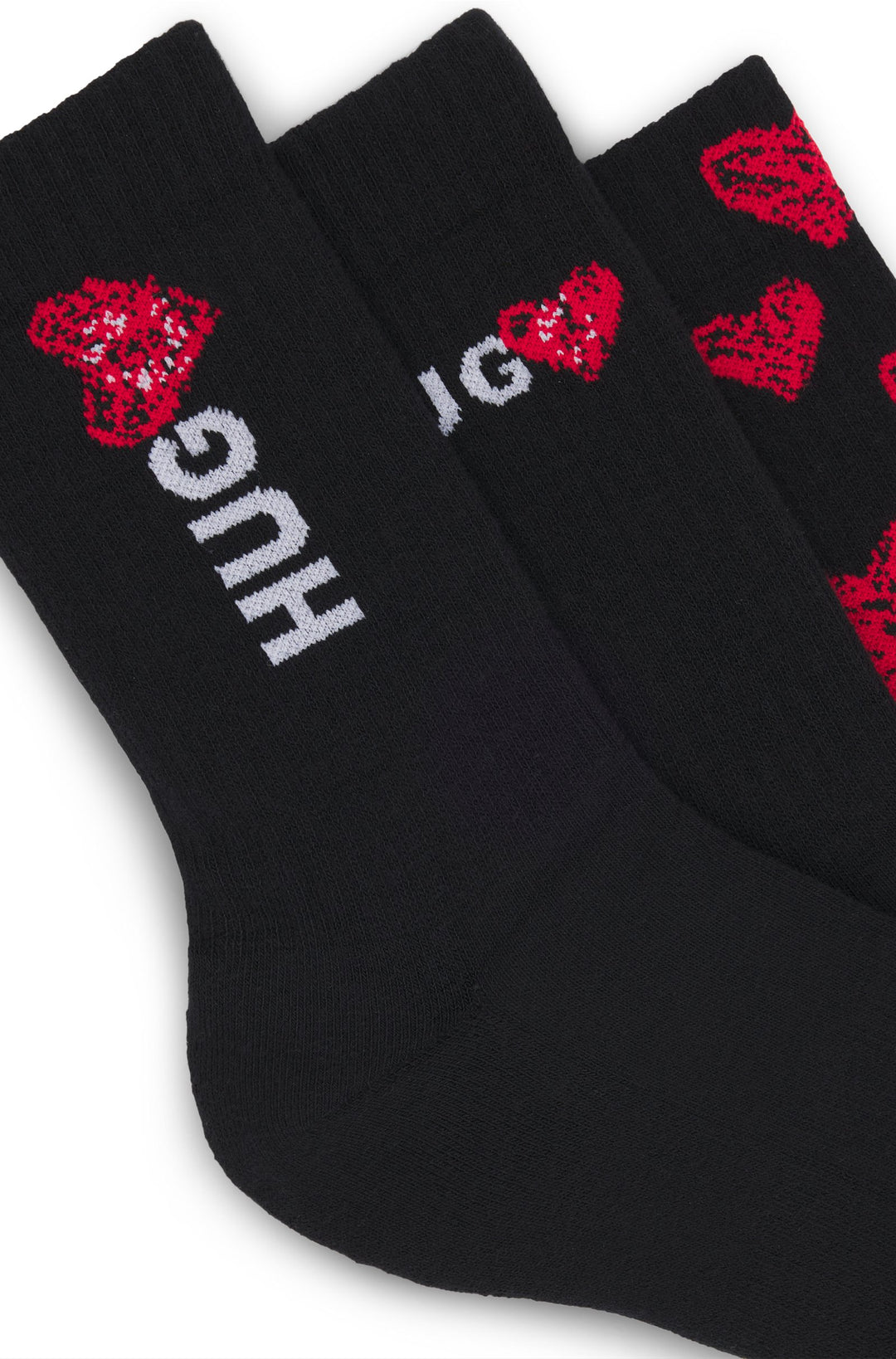Hugo Three-pack of quarter-length socks with heart motifs