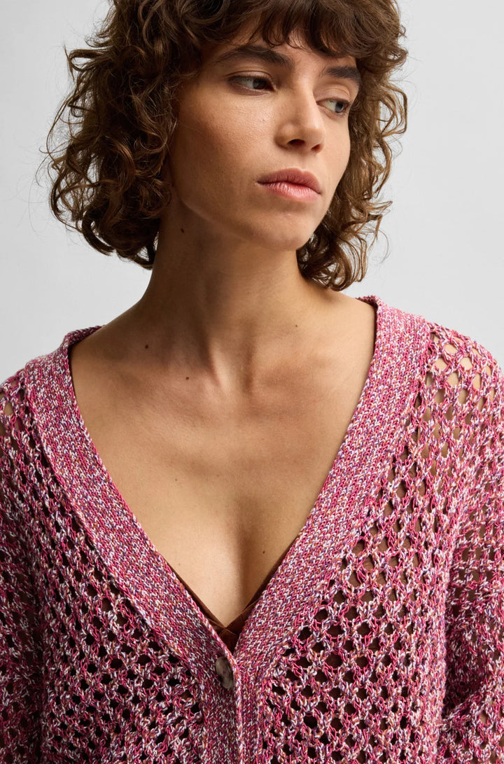 BOSS REVERSIBLE CARDIGAN WITH OPEN STRUCTURE