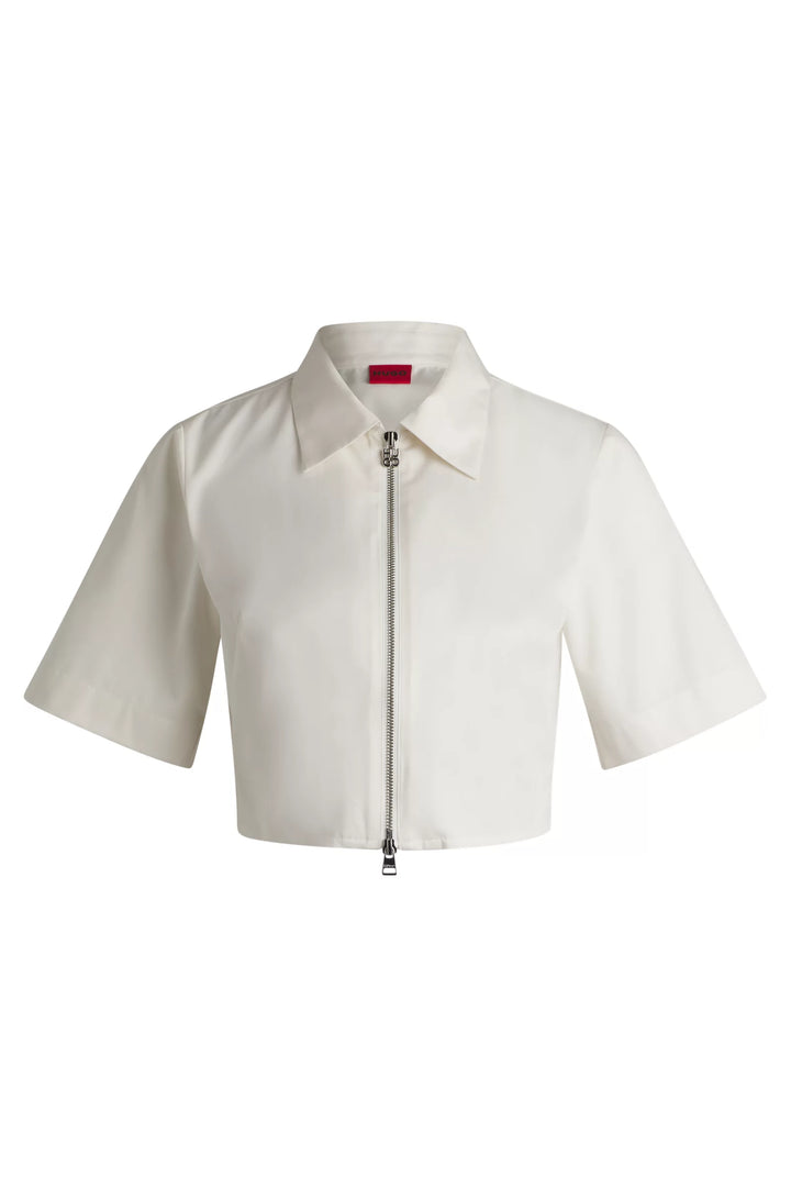 HUGO Cropped blouse in cotton twill