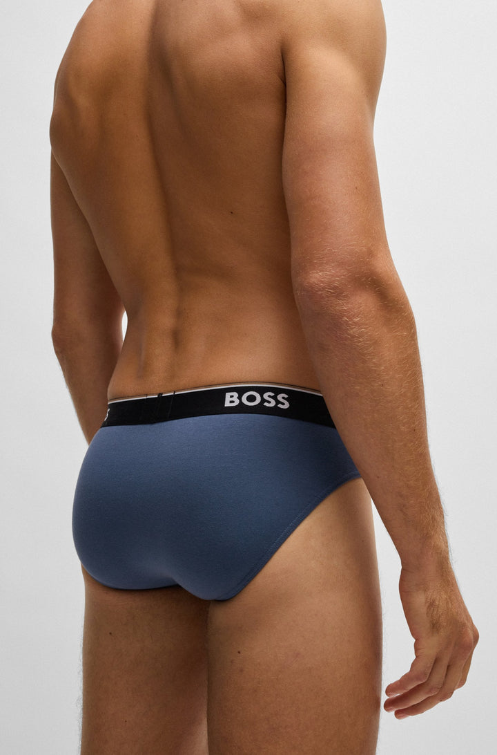 Boss Three-pack of stretch-cotton briefs with logo waistbands