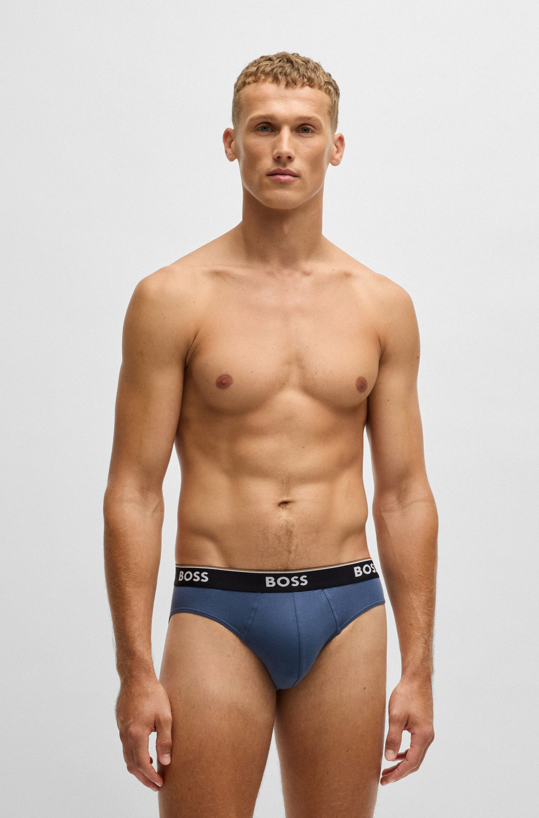 Boss Three-pack of stretch-cotton briefs with logo waistbands