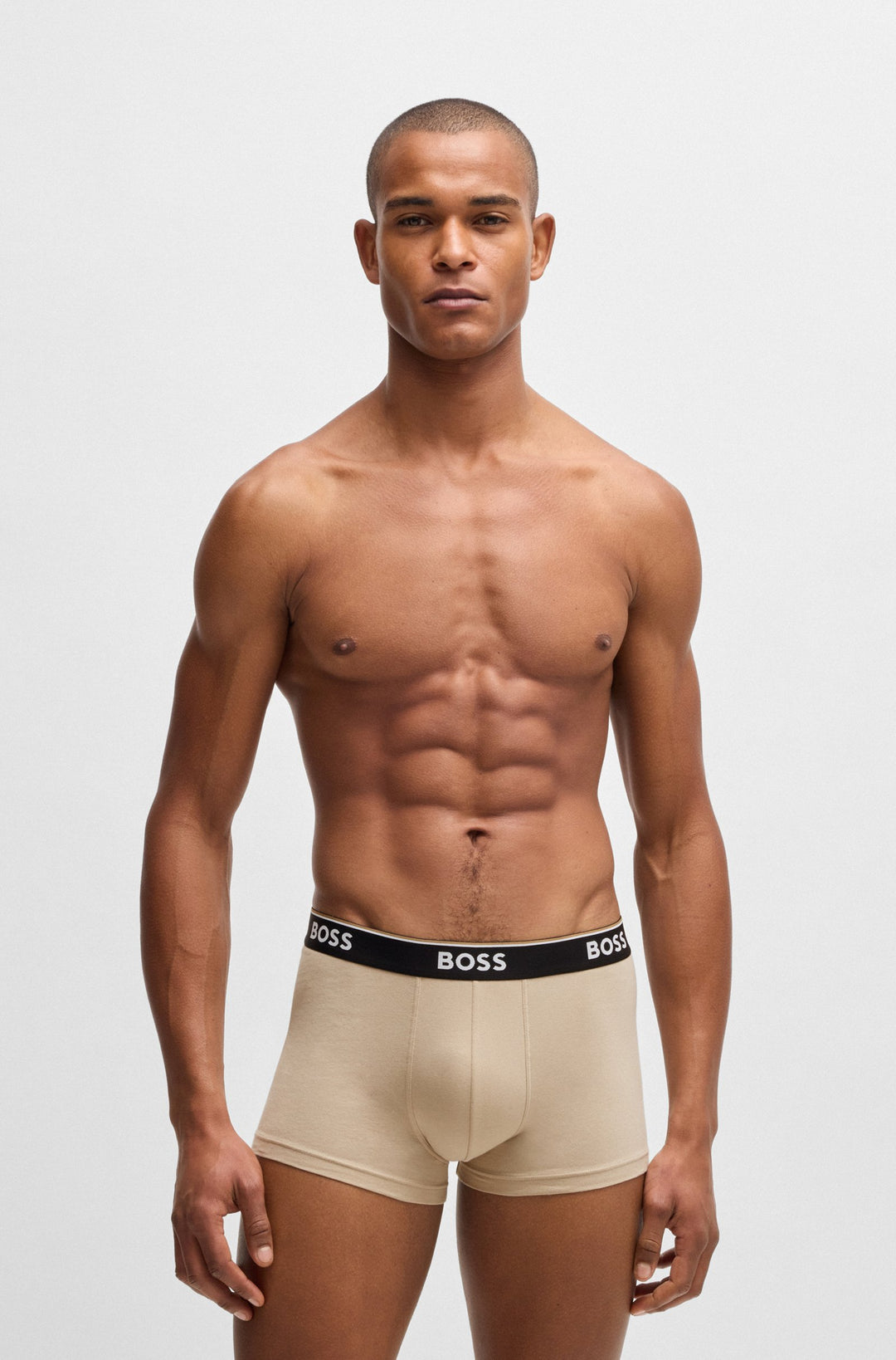 Boss Three-pack of stretch-cotton trunks with logo waistbands