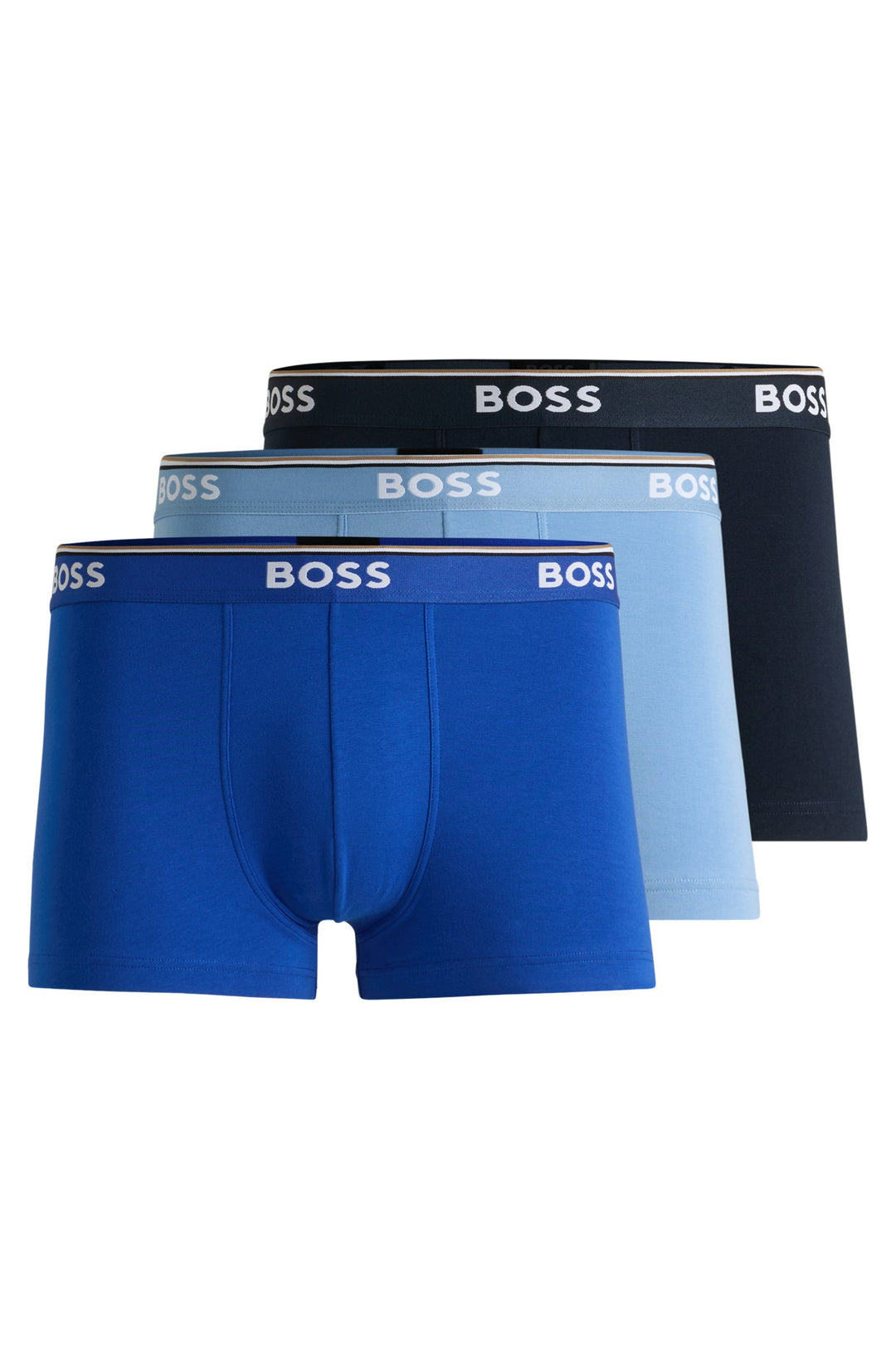 Boss Three-pack of stretch-cotton trunks with logo waistbands