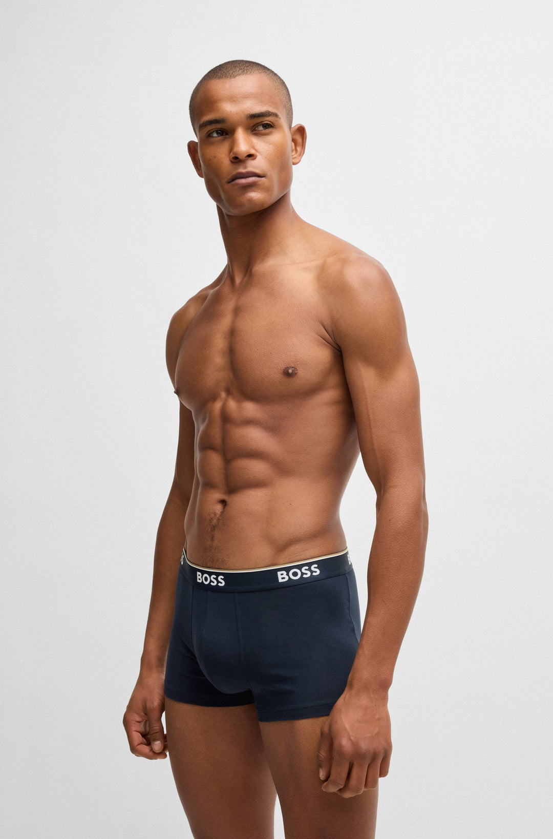 Boss Three-pack of stretch-cotton trunks with logo waistbands