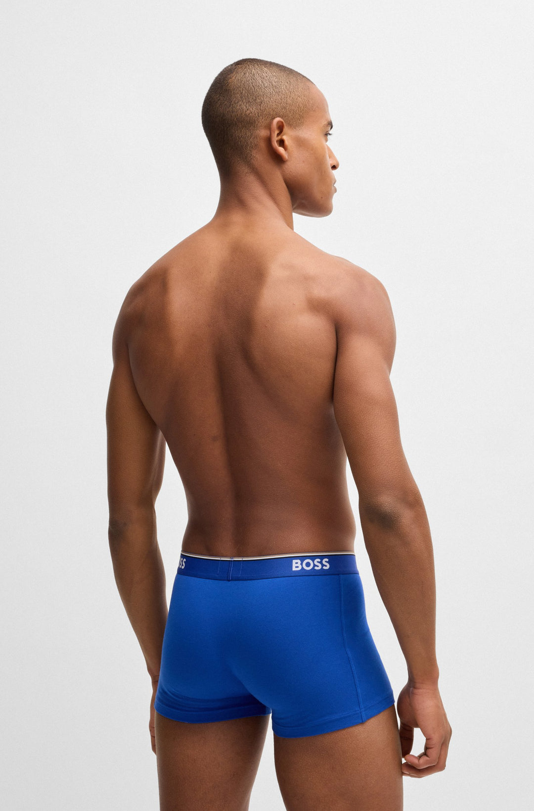 Boss Three-pack of stretch-cotton trunks with logo waistbands