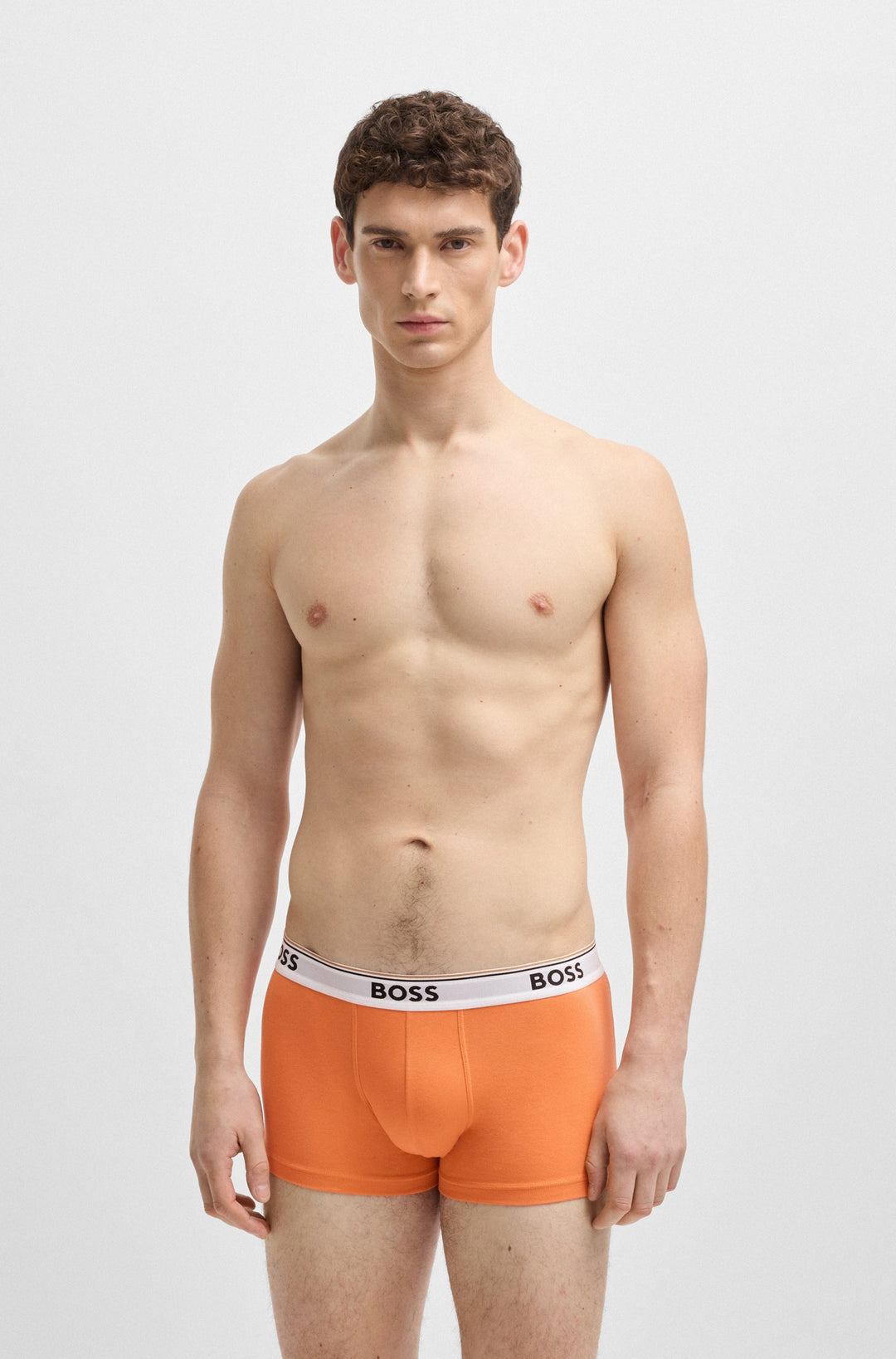 Boss Three-pack of stretch-cotton trunks with logo waistbands