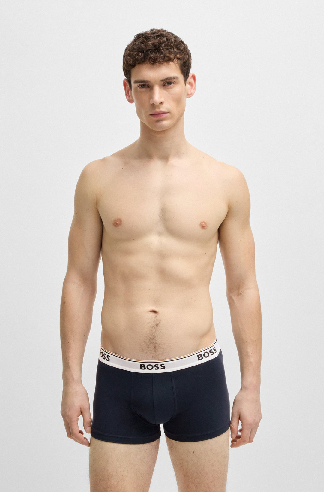 Boss Three-pack of stretch-cotton trunks with logo waistbands