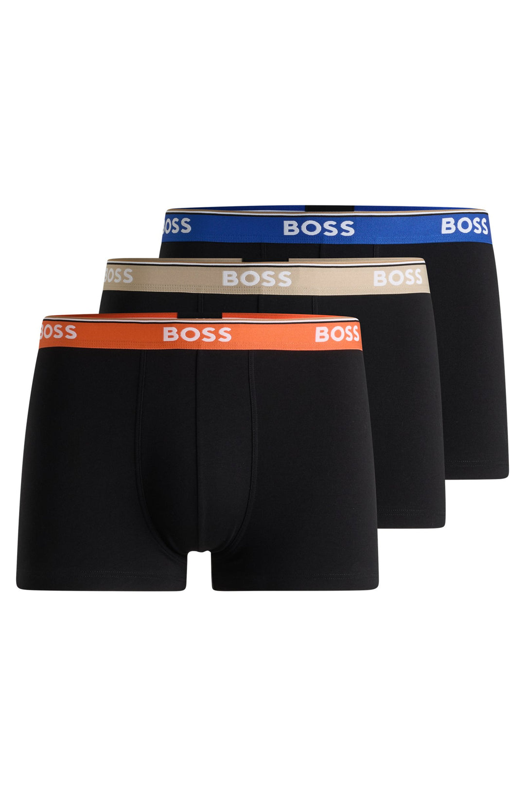 Boss Three-pack of stretch-cotton trunks with logo waistbands