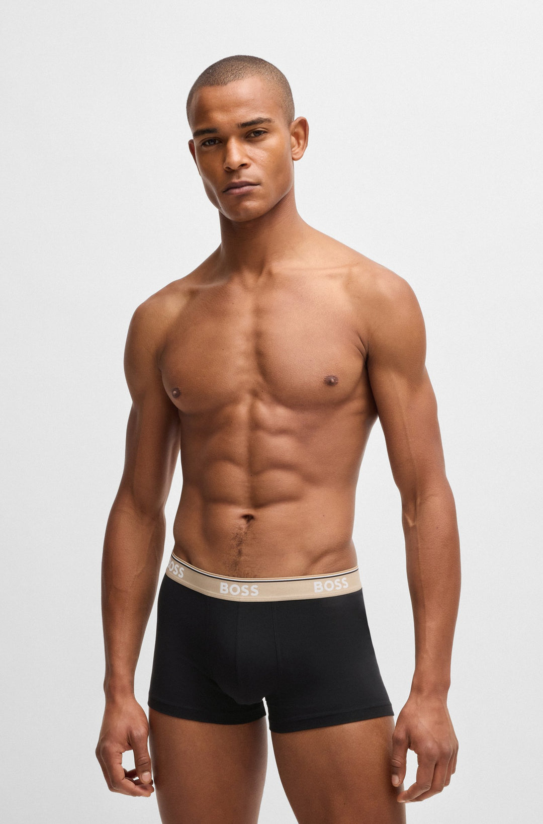 Boss Three-pack of stretch-cotton trunks with logo waistbands