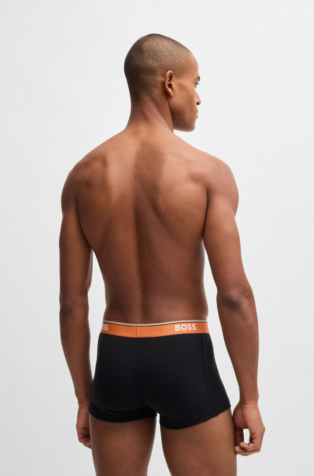 Boss Three-pack of stretch-cotton trunks with logo waistbands