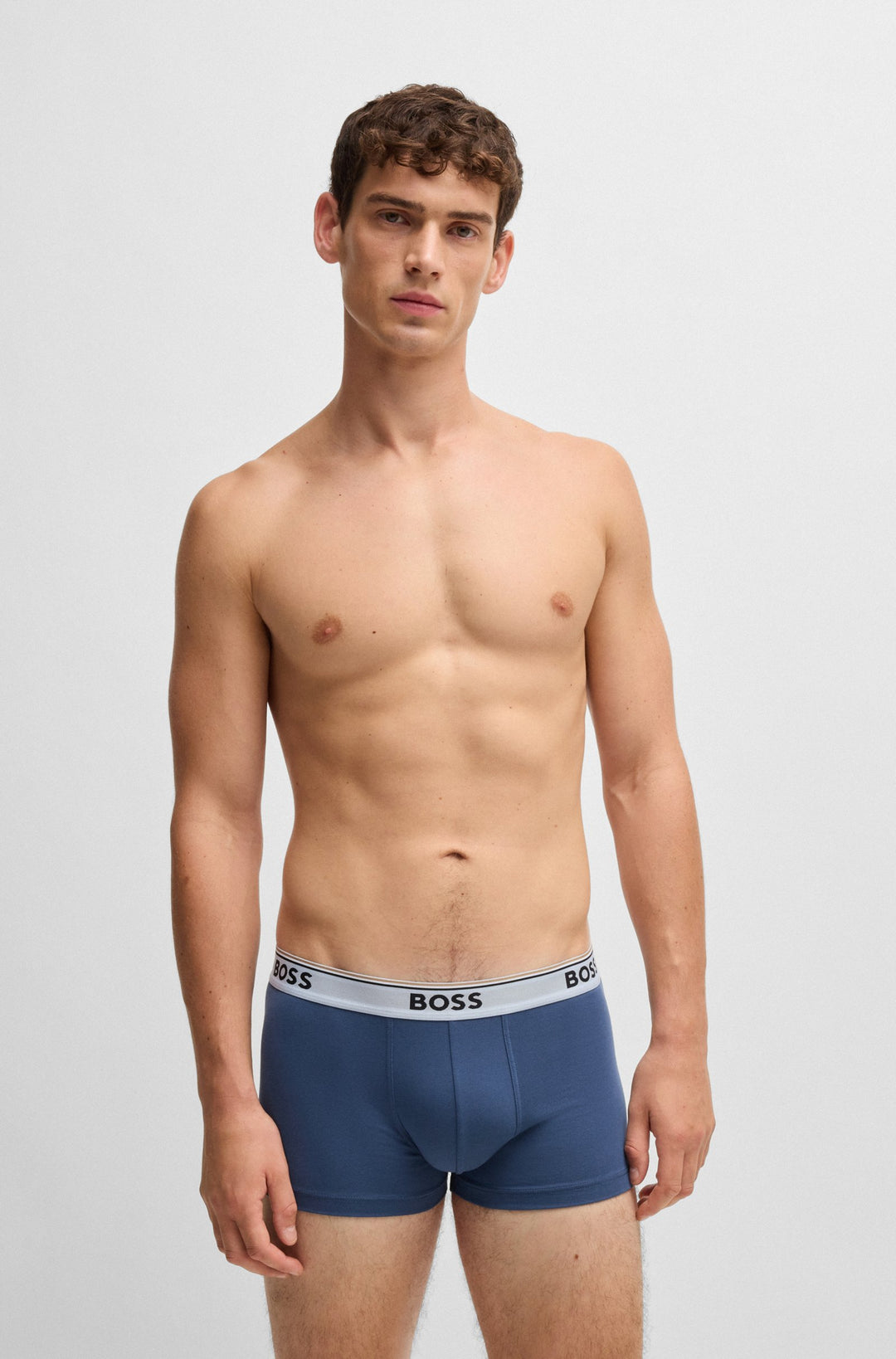 Boss Three-pack of stretch-cotton trunks with logo waistbands