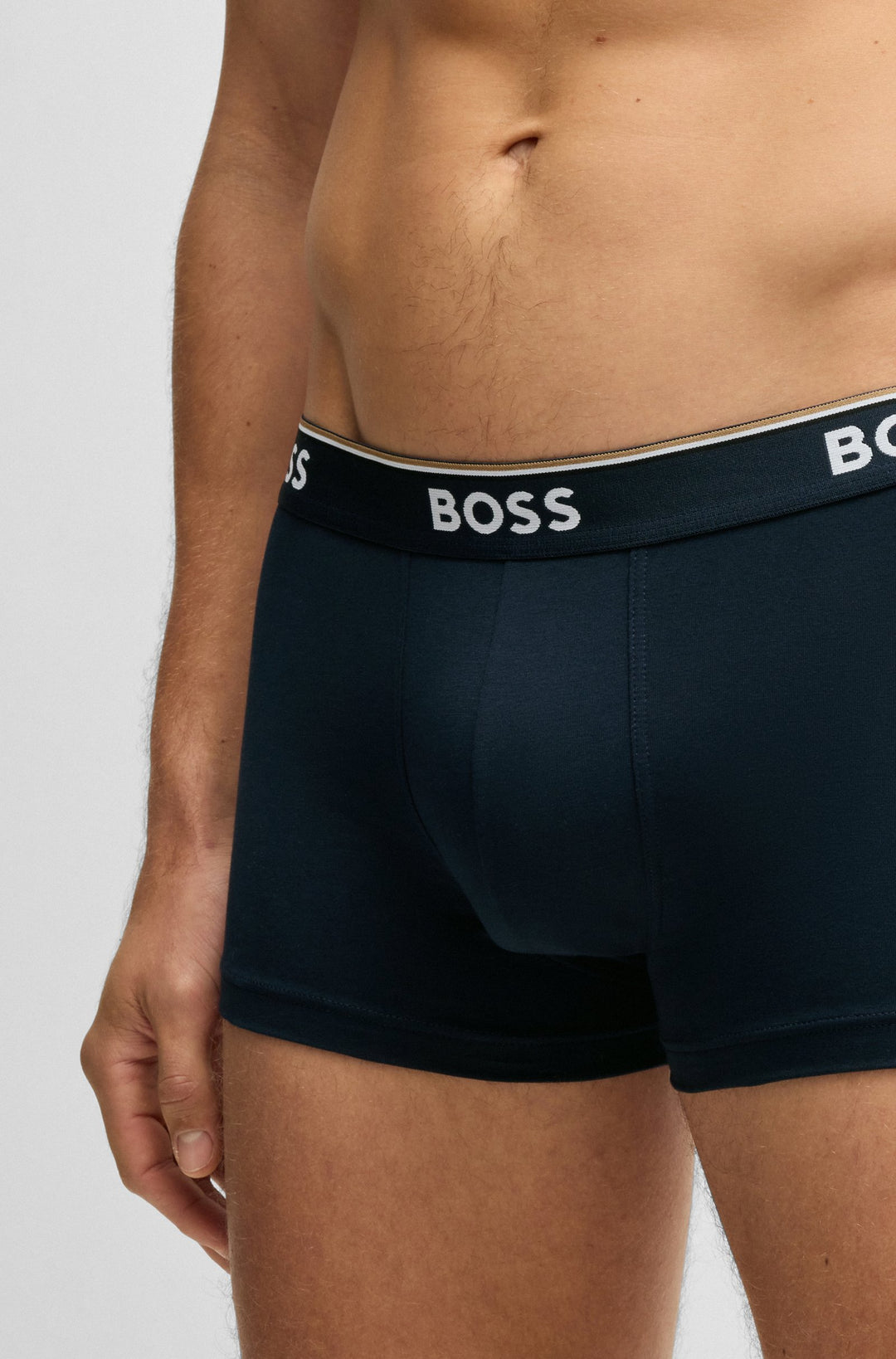 Boss Three-pack of stretch-cotton trunks with logo waistbands
