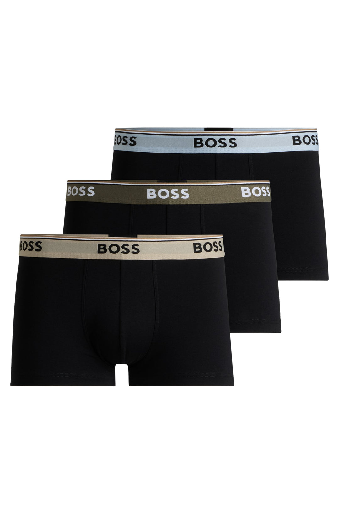 Boss Three-pack of stretch-cotton trunks with logo waistbands
