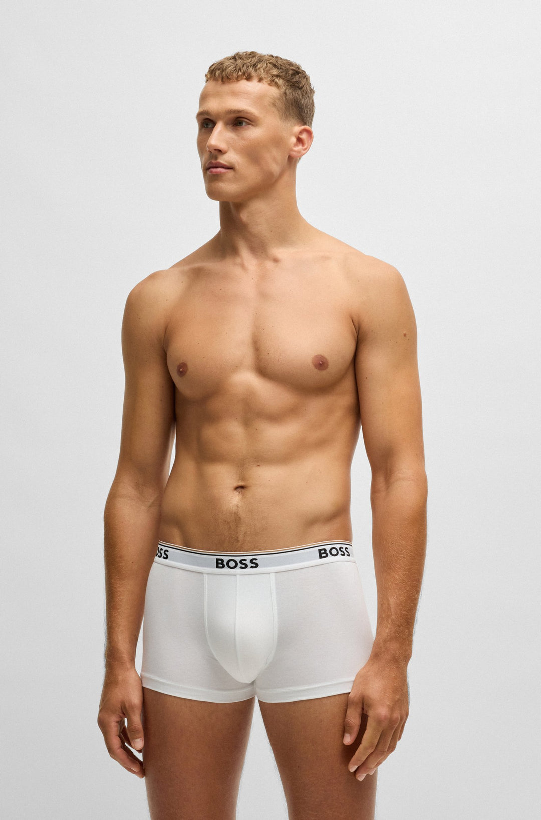 Boss Three-pack of stretch-cotton trunks with logo waistbands