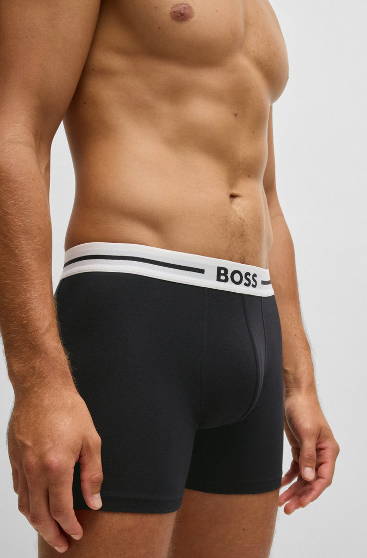 Boss Three-pack of stretch-cotton boxer briefs with logo