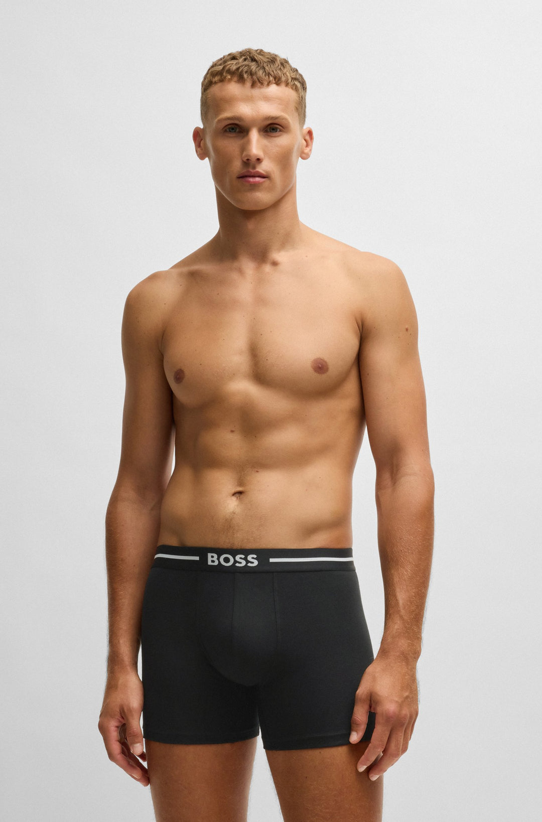 Boss Three-pack of stretch-cotton boxer briefs with logo