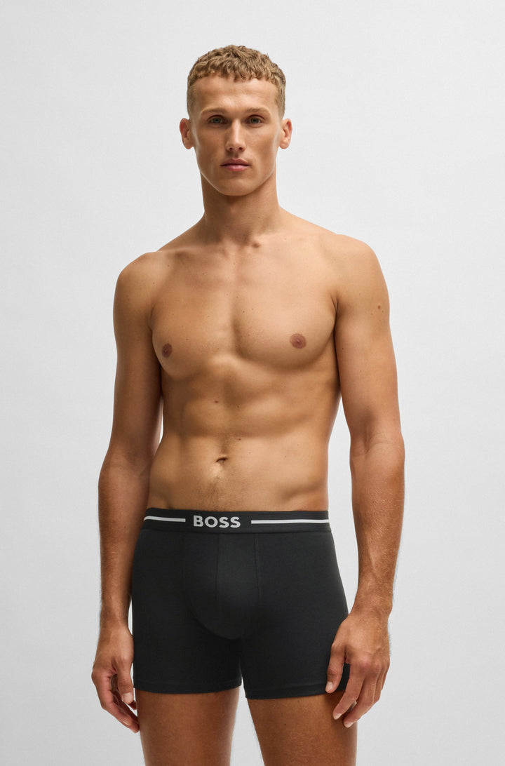 Boss Three-pack of stretch-cotton boxer briefs with logo
