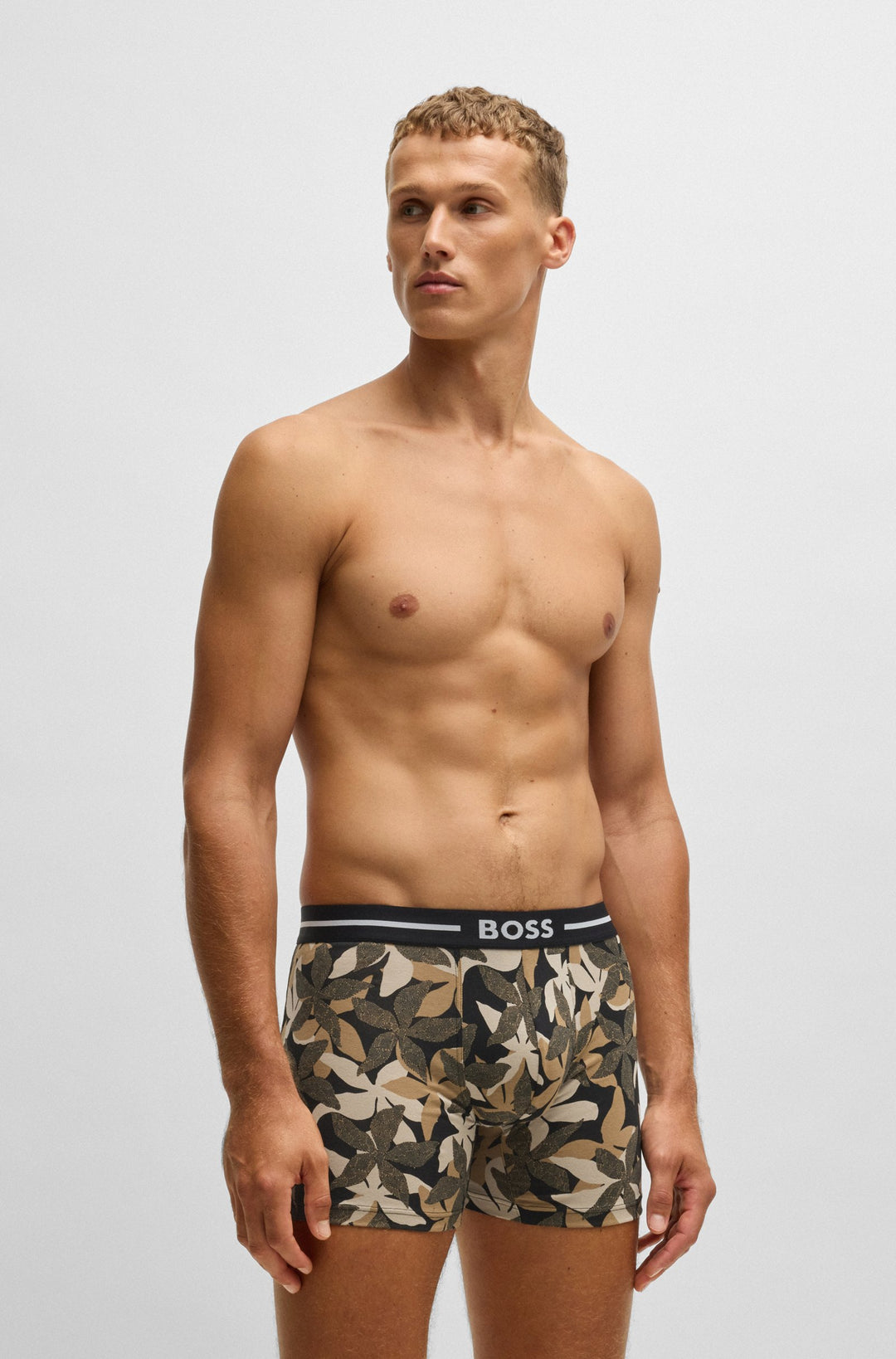 Boss Three-pack of stretch-cotton boxer briefs with logo