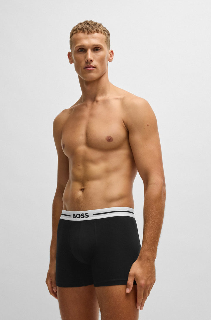 Boss Three-pack of stretch-cotton boxer briefs with logo