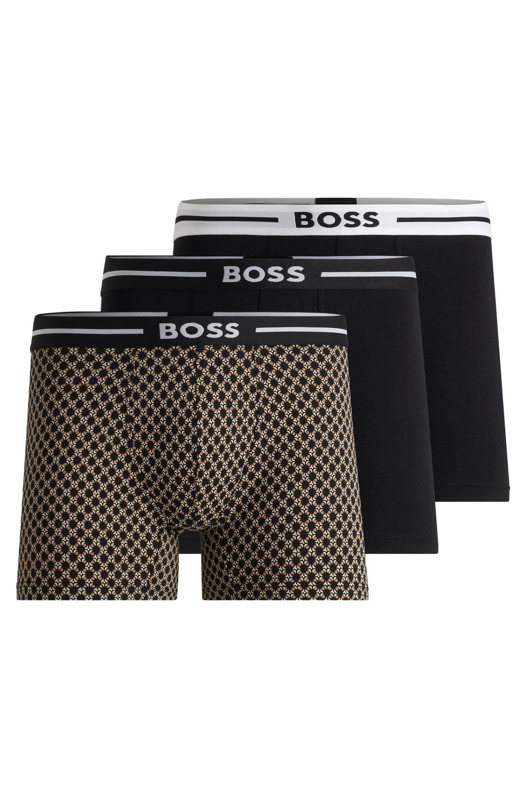 Boss Three-pack of stretch-cotton boxer briefs with logo