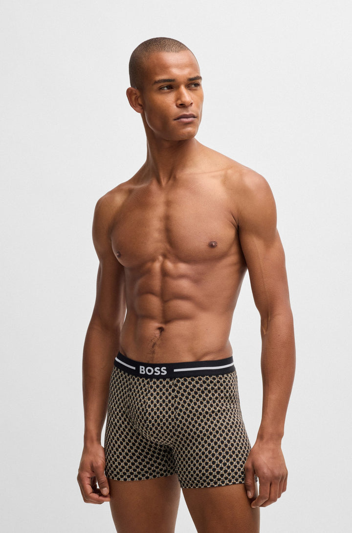 Boss Three-pack of stretch-cotton boxer briefs with logo