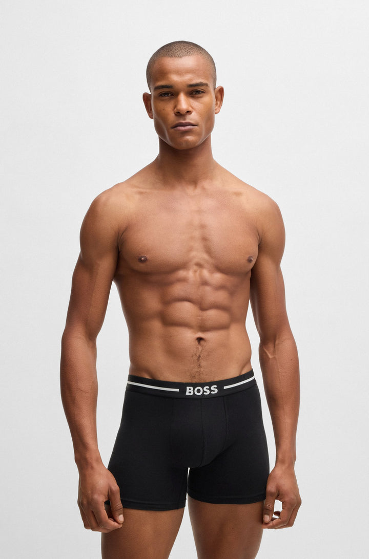 Boss Three-pack of stretch-cotton boxer briefs with logo