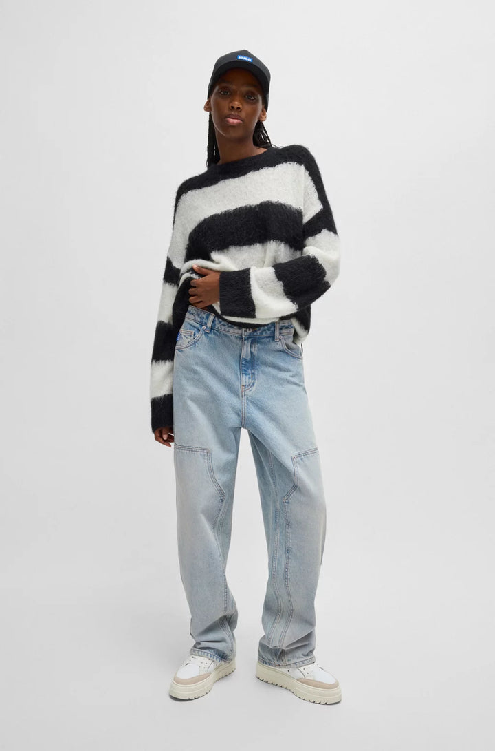 HUGO BAGGY-FIT JEANS IN BLUE RIGID DENIM