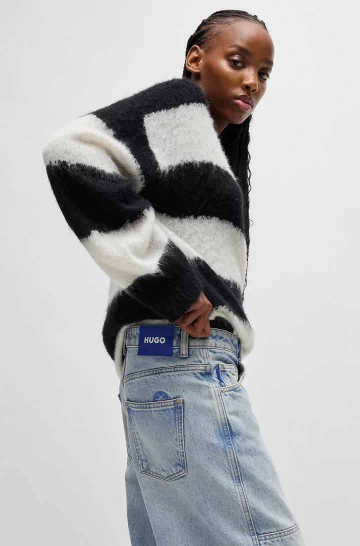 HUGO BAGGY-FIT JEANS IN BLUE RIGID DENIM