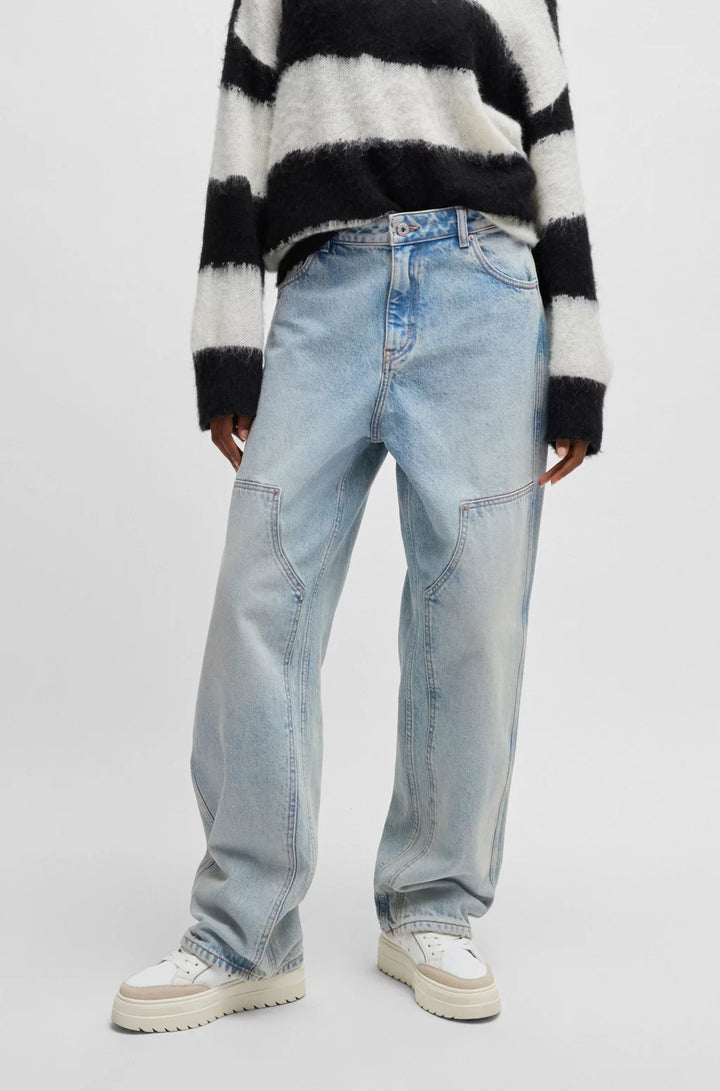 HUGO BAGGY-FIT JEANS IN BLUE RIGID DENIM
