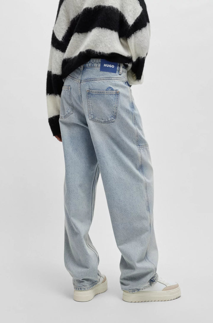 HUGO BAGGY-FIT JEANS IN BLUE RIGID DENIM