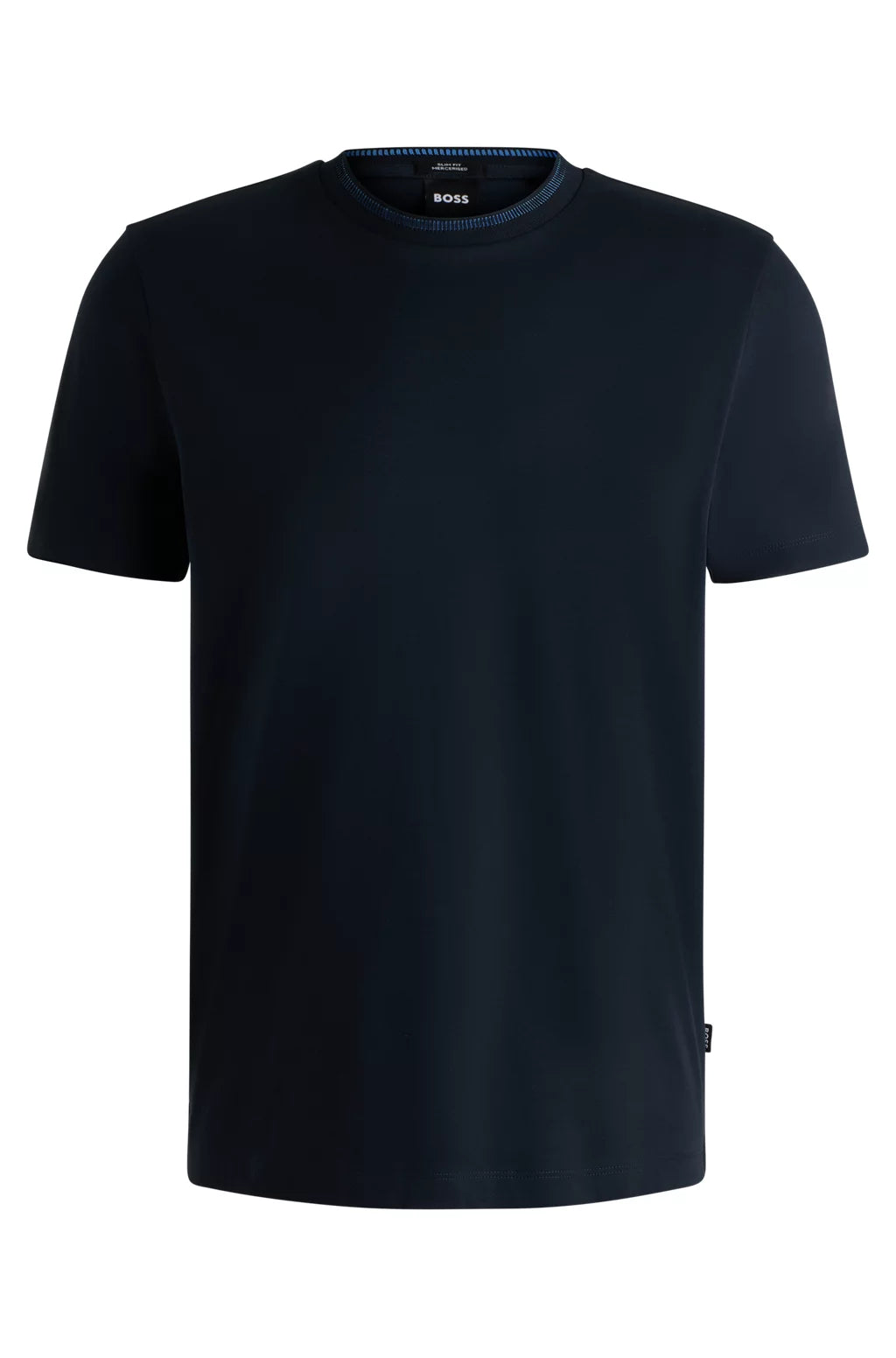 BOSS MERCERIZED-COTTON SLIM-FIT T-SHIRT WITH COLLAR STRIPE