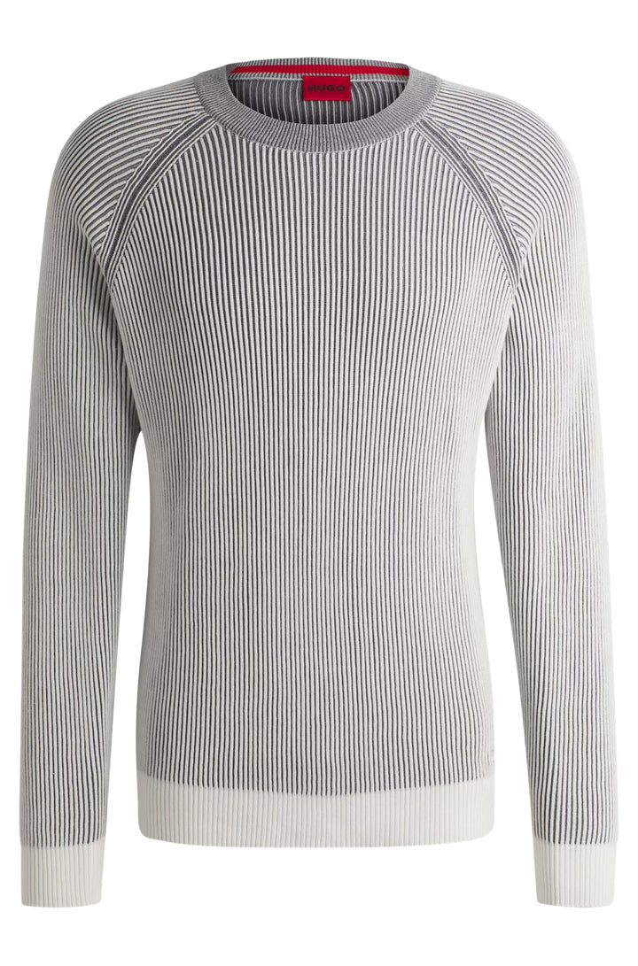 HUGO Cotton sweater with two-tone ribbing