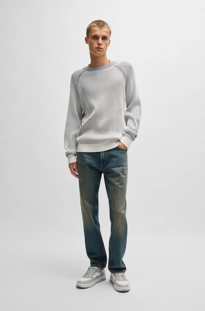 HUGO Cotton sweater with two-tone ribbing