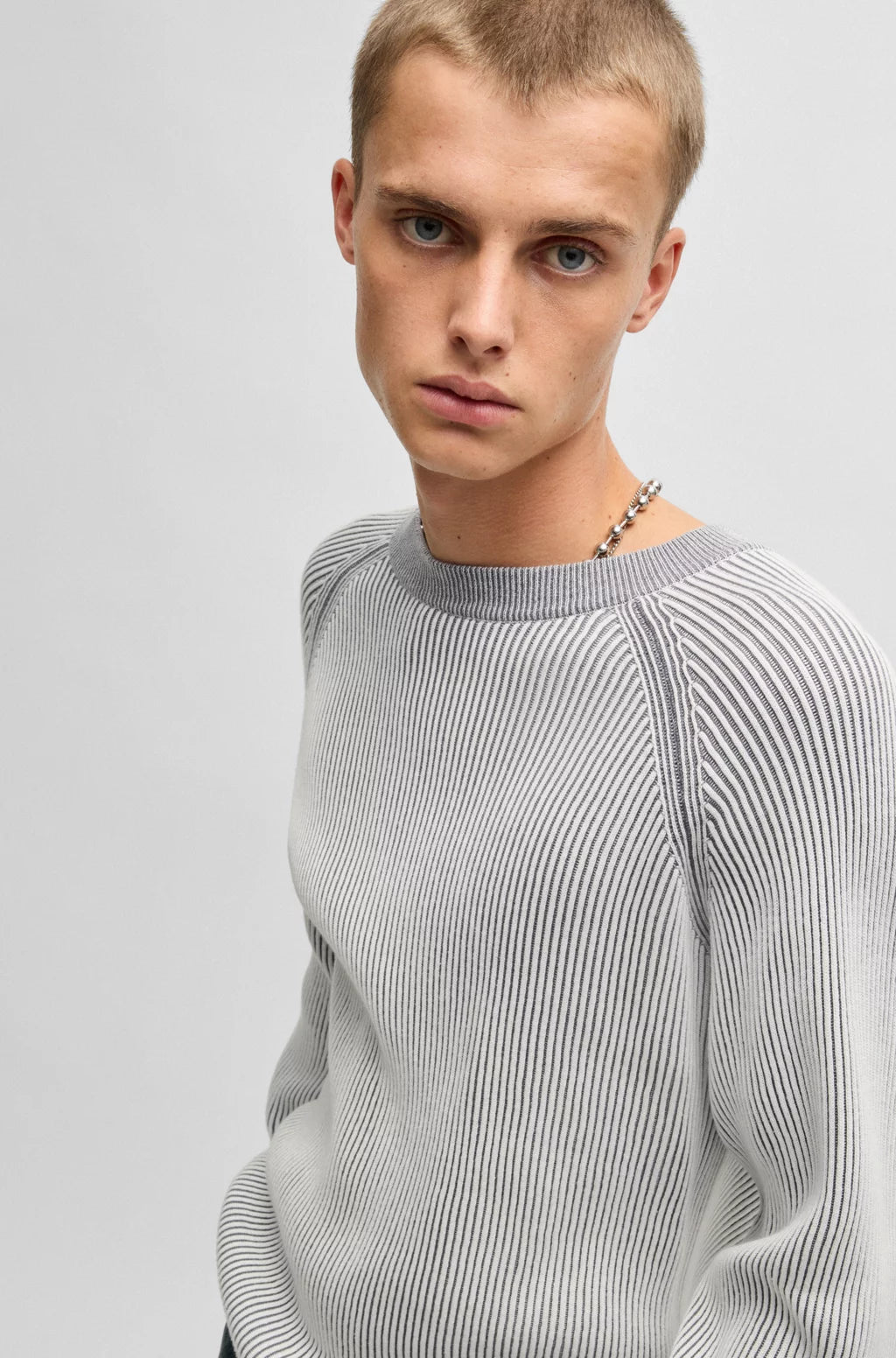HUGO Cotton sweater with two-tone ribbing