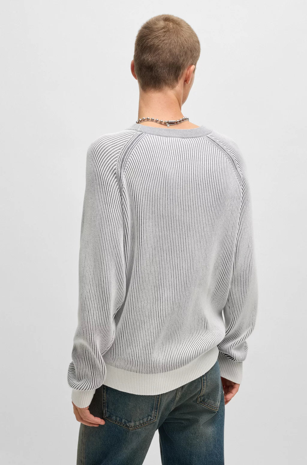 HUGO Cotton sweater with two-tone ribbing