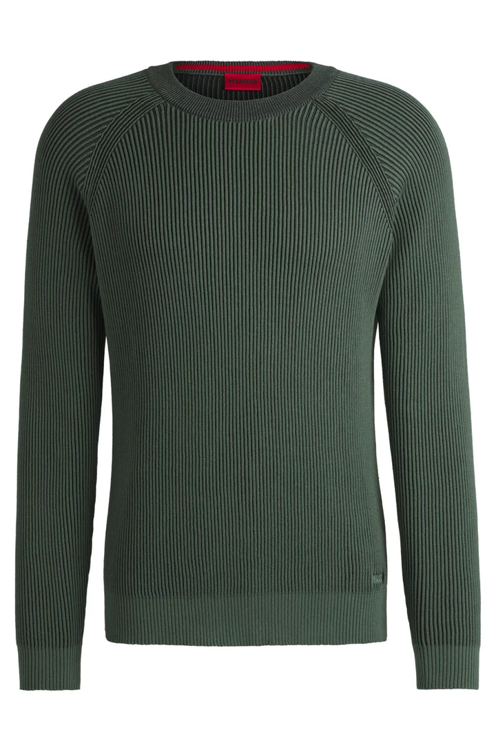 HUGO Cotton sweater with two-tone ribbing