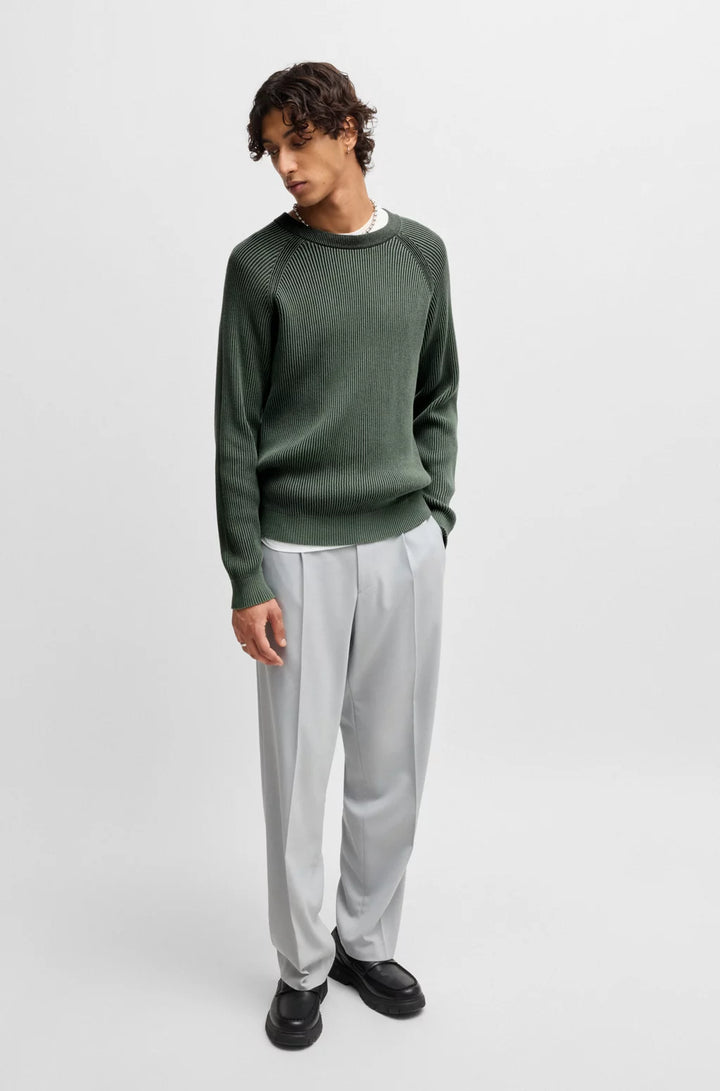 HUGO Cotton sweater with two-tone ribbing